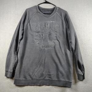 Pull And Bear Mens Large Gray Embossed Hidden Truth Crewneck Sweatshirt EUC